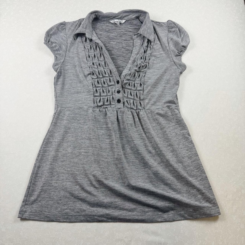Y2K Speechless Office Siren Gray Babydoll Blouse — Size L